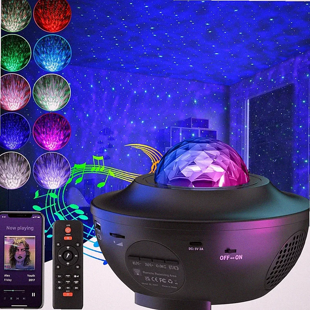 Sternenhimmel Projektor mit Bluetooth Lautsprecher und Timer für Kinder und E...