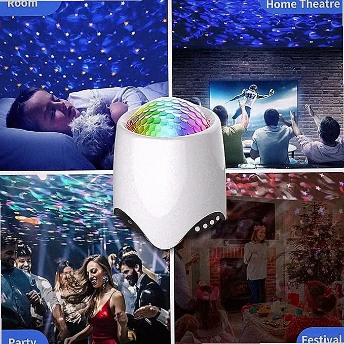 Sternenprojektor, 3 in 1 LED Himmel Projektor mit 14 Projektionseffekten, Musik sprechen