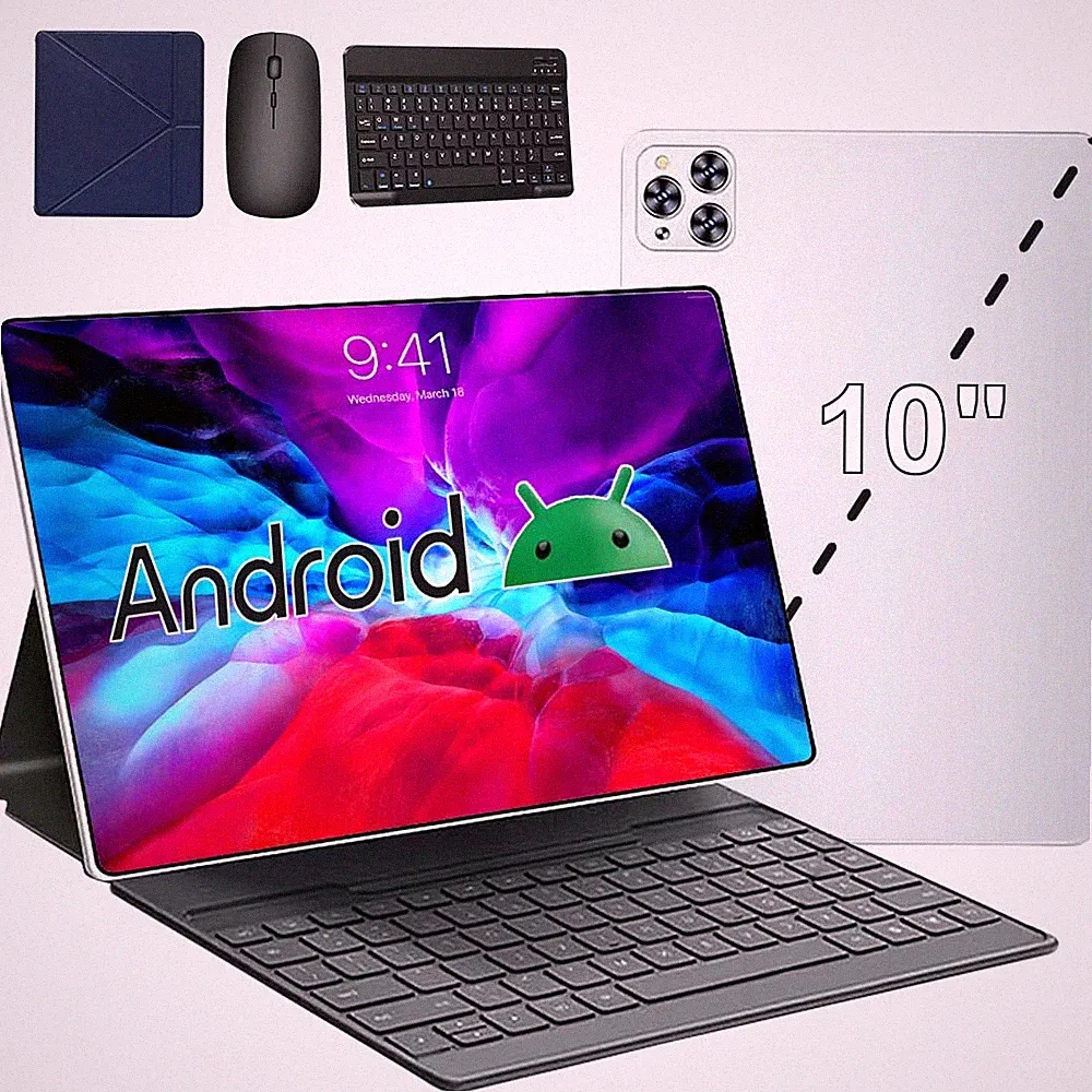 Tablet 10.1'' Android 4GB+64GB Quad-Core BT Dual Kamera WIFI IPS LCD HD 10000mAh
