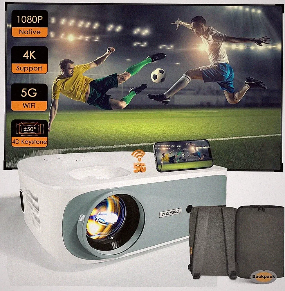 TECDIGBO C55 4K Projektor 5G Bluetooth, 1080P Full HD, 12000 Lumen