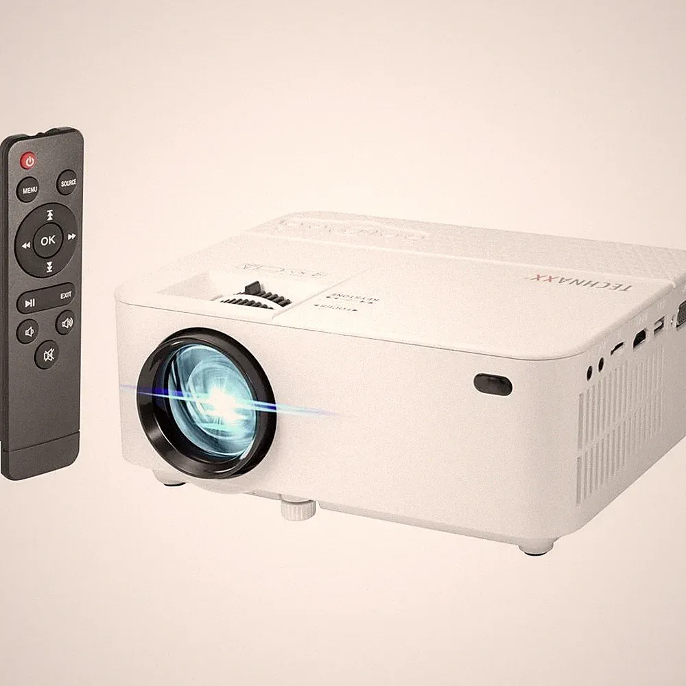 Technaxx Beamer TX-113 LED 1800 ANSI-Lumen 800 x 480 WVGA mit Fernbedienung, VGA