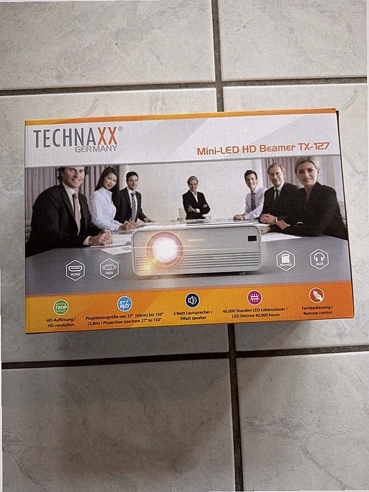 Technaxx Mini LED Beamer HD TX 127 Fernb. Heimkino USB HDMI Public Viewing NEU