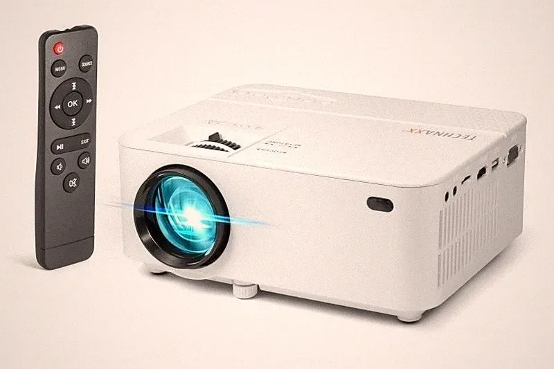 Technaxx TX-113, Full HD Beamer, LED-Beamer mit 1800 Ansi-Lumen, weiß