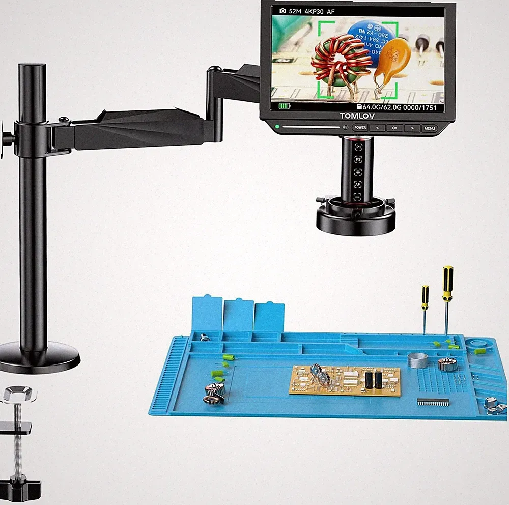 TOMLOV TM4K-AF Flex 4K Autofokus Digitalmikroskop 8-Zoll 64GB mit Spin Flex Arm