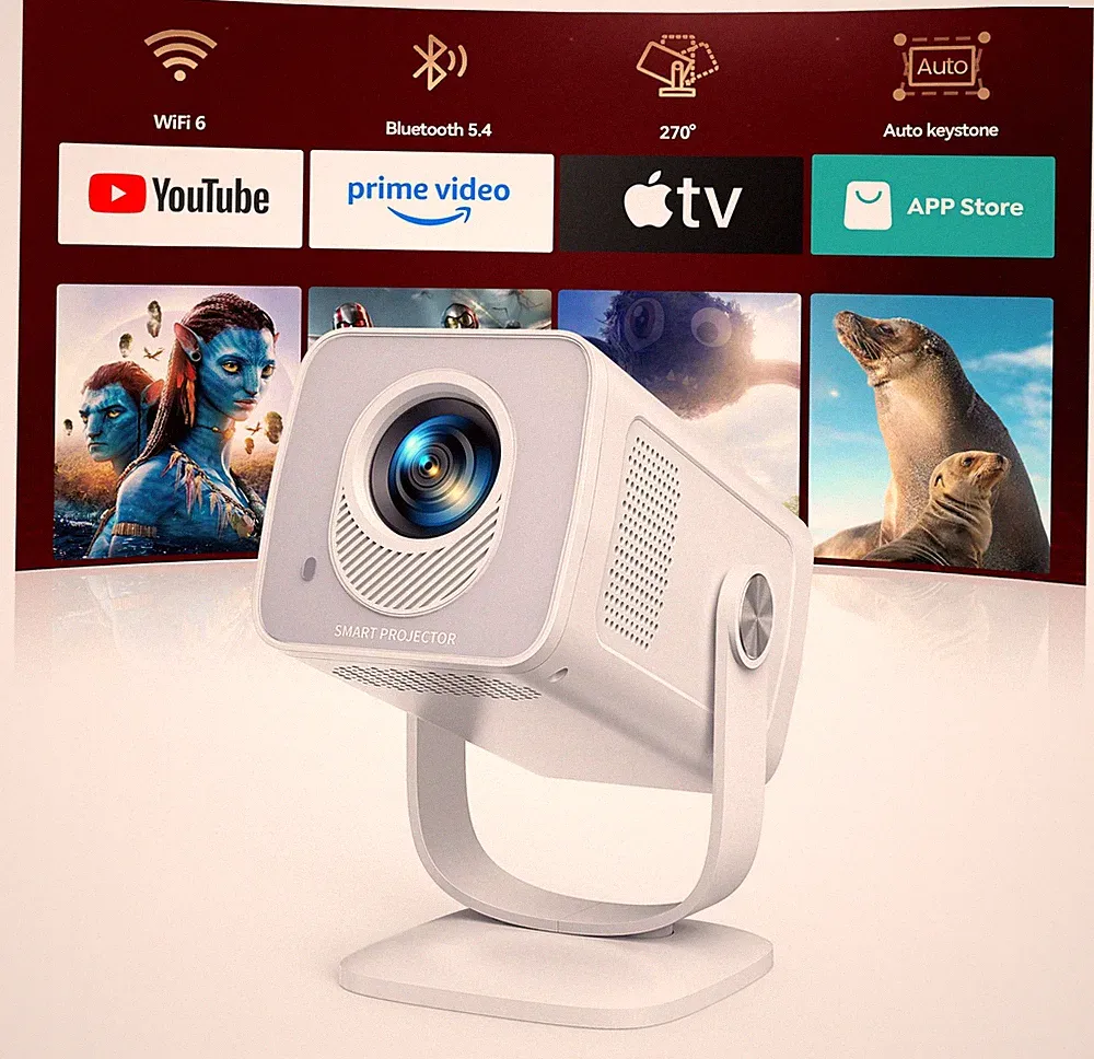 TOPTRO Mini Beamer 1080P 4K Unterstützt【Android 14 & Kurzdistanz】 Weiß