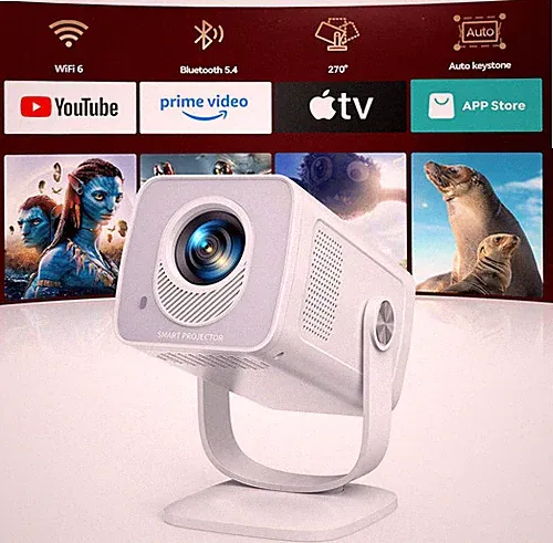TOPTRO Mini Beamer 1080P 4K Unterstützt【Android 14 & Kurzdistanz】 Weiß