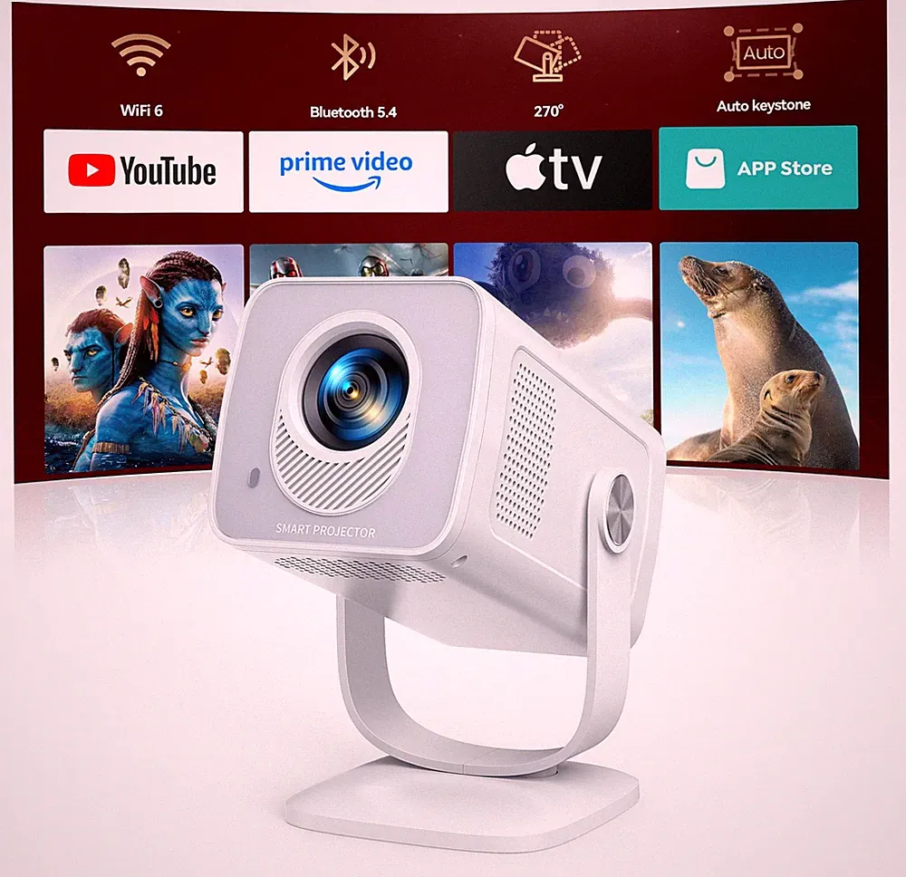 TOPTRO Mini Projektor 1080P 4K unterstützt【Android 14 & Kurzdistanz】 Tragbar