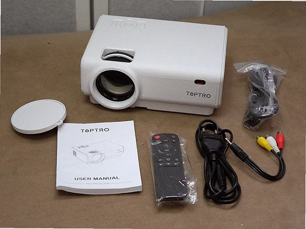 TOPTRO TR21 Mini Beamer 720p , 7000 Lumen, WiFi Bluetooth Projektor weiss