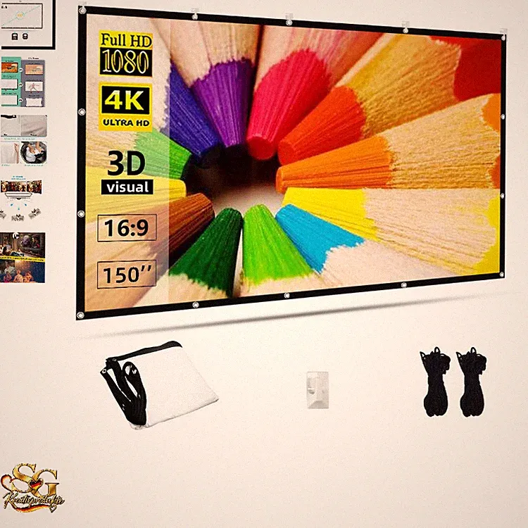 TOWOND Beamer Leinwand 150 Zoll, Mobile Leinwand für Beamer, 16:9 HD