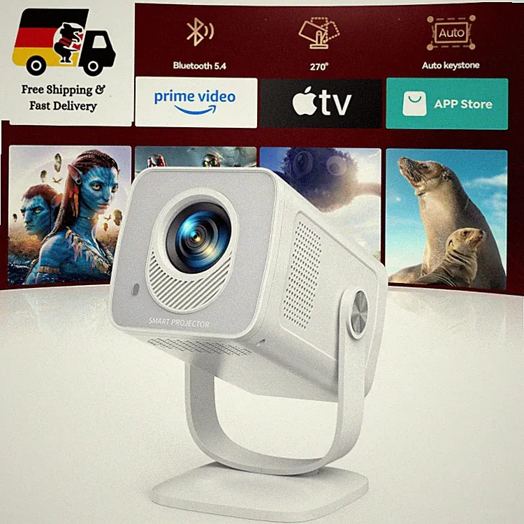 TP2 Mini Beamer 4K Tragbarer Projektor mit WiFi 6 und Bluetooth 5.4, 270 , HDMI