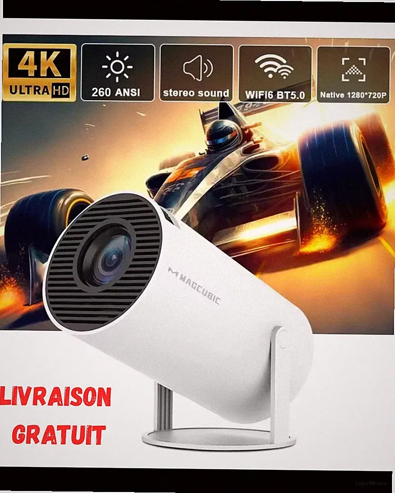 Tragbarer 4K Beamer HY300 Android 11 | Wifi 6 BT | Heimkino 260 ANSI HD