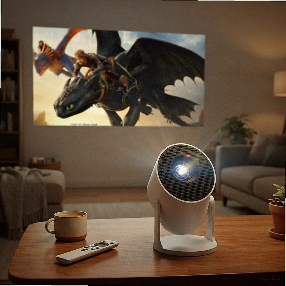 Tragbarer 4K Projektor mit Bluetooth 5.4, Auto Keystone & 180° drehbarem Design