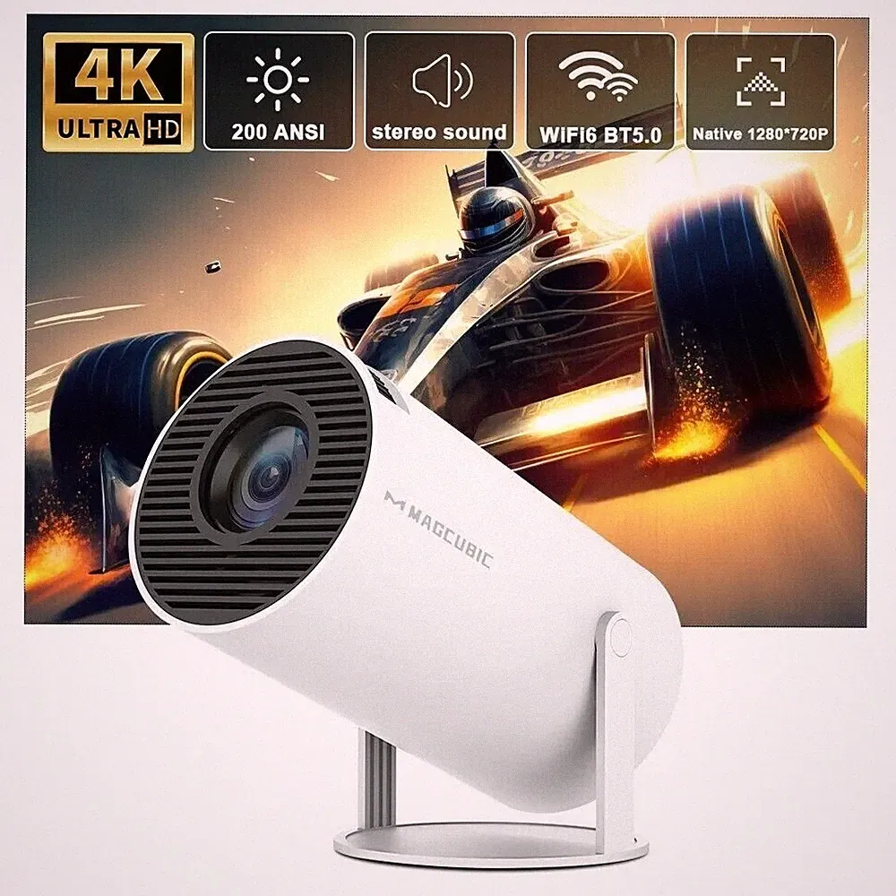 Tragbarer 4K Projektor Verbindung Smartphone PC TV WLAN Bluetooth HDMI USB pro