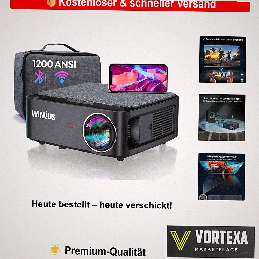 Tragbarer 5G WiFi & Bluetooth Beamer - 4D Trapezkorrektur für Flexible Nutzung