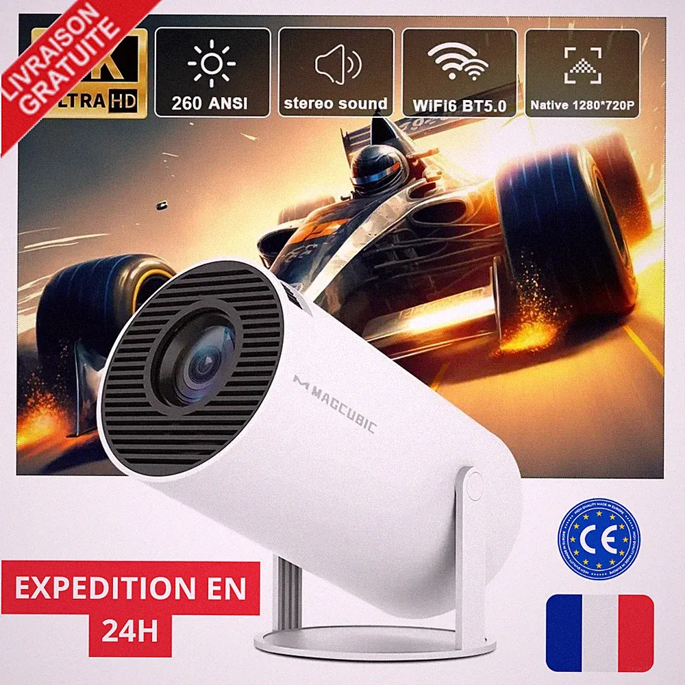 Tragbarer Beamer 4K Android Heimkino WiFi HDMI Bluetooth Full HD 1080P