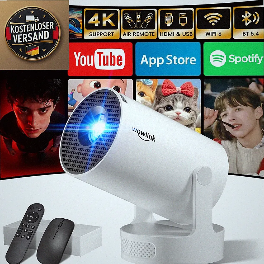 Tragbarer Beamer Wowlink W210 4K WiFi 6 Bluetooth 5.4