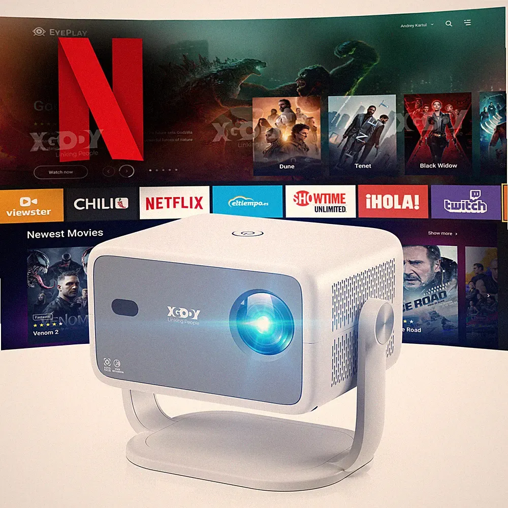 Tragbarer Mini Android TV Projektor Video Film 5G WiFi Smart Beamer für Heimkino