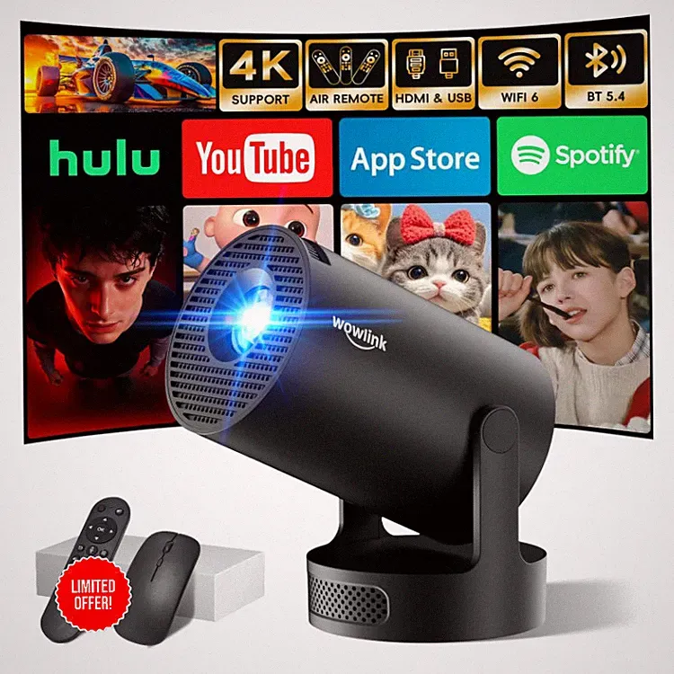 Tragbarer Mini Beamer W210 4K Full HD WiFi 6 BT 5.4