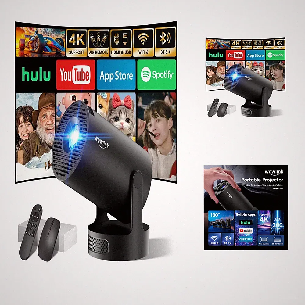 Tragbarer Mini Beamer W210 4K Full HD WiFi 6 BT 5.4