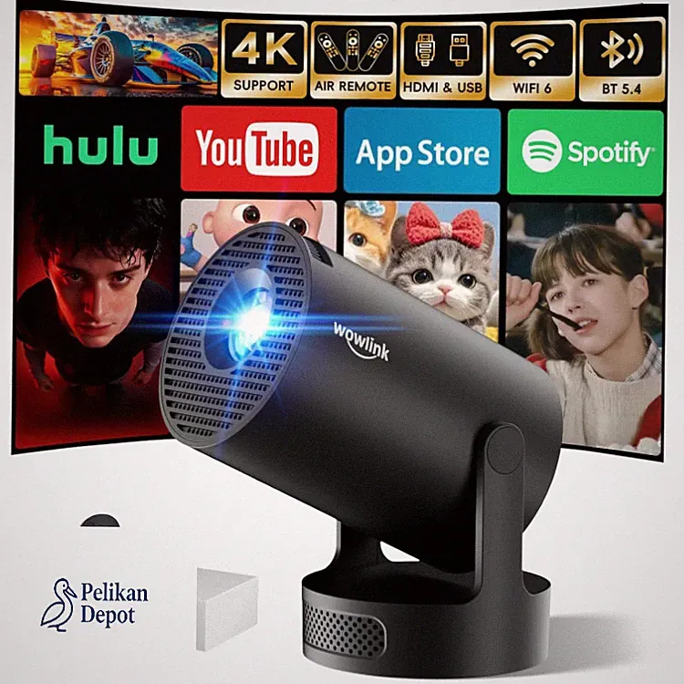Tragbarer Mini Beamer W210 4K WiFi 6 Bluetooth 5.4