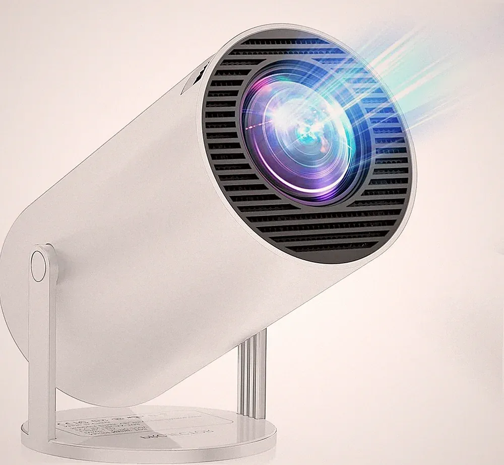 Tragbarer Mini-Projektor 20000 Lux 4K unterstützt 180° Drehung und automatische