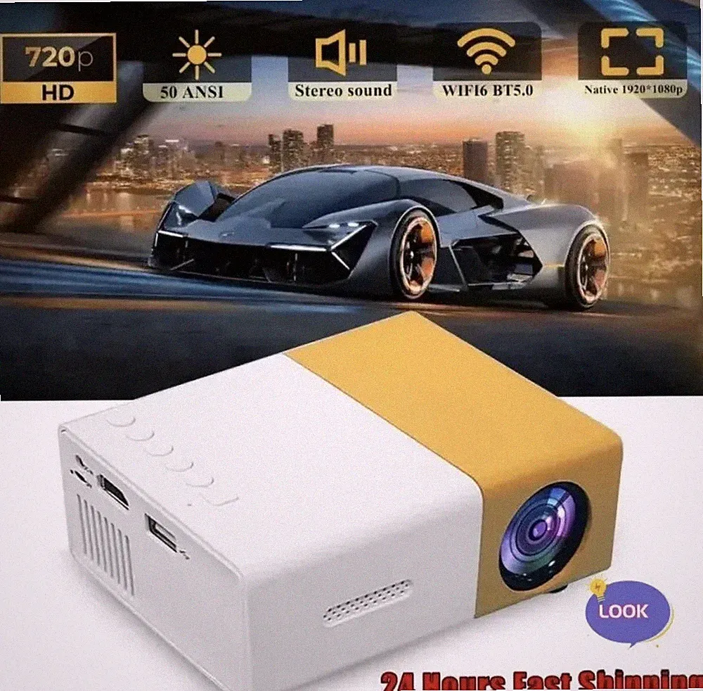 Tragbarer Mini Projektor 4K 1080P Heimkino LED Kino Smart TV 3D HD Beamer