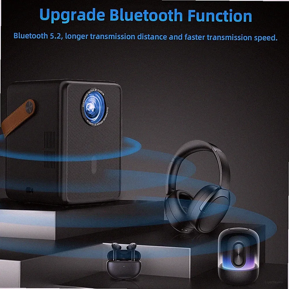 Tragbarer Mini-Projektor elektrischer Fokus 1080P WiFi 5G Bluetooth Heimkino UK