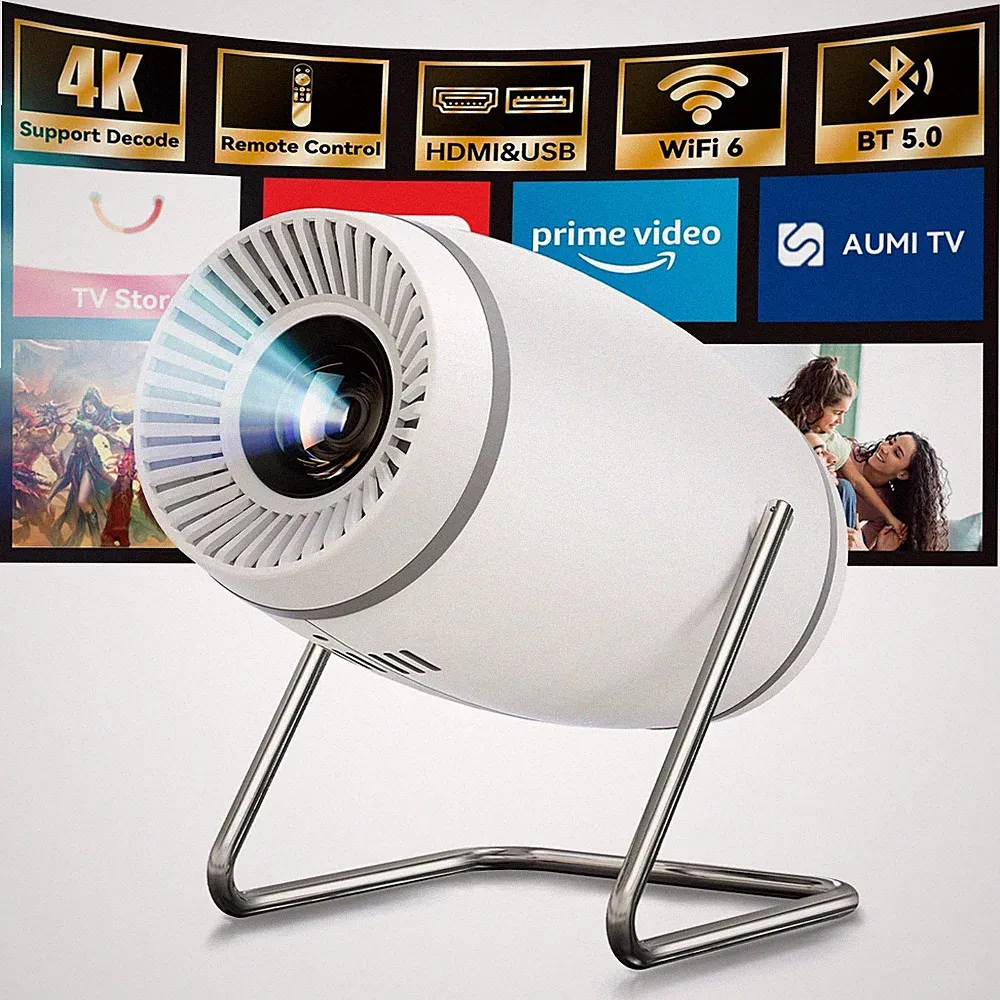 Tragbarer Mini Projektor mit WiFi 6 & Bluetooth 5.0, 4K 1080P, Auto Keystone, Ou