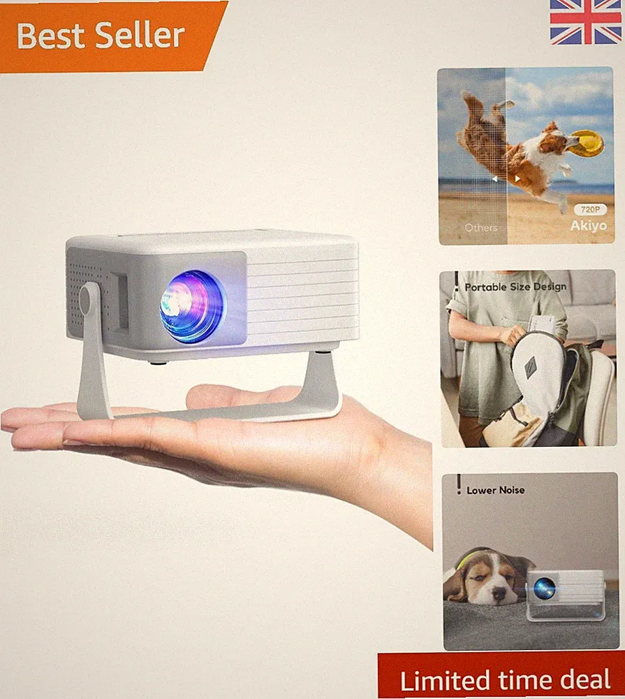 Tragbarer O1 Projektor - 15000 Lumen, 50% Zoom, einfache iOS-Verbindung, 360° verstellbar