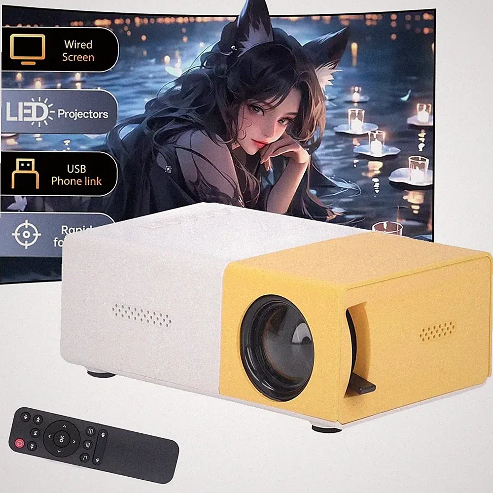 Tragbarer Projektor 1080P HD Videoprojektor Mini Beamer Filmprojektor HDMI USB
