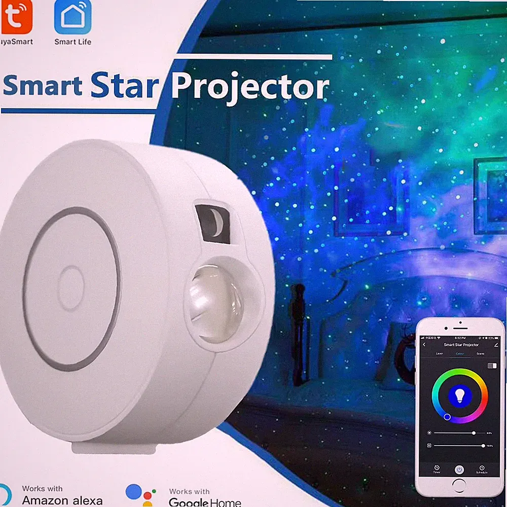 Tuya Smart Star Projektor Wifi Laser Sternenhimmel Projektor Wellen Nachtlicht LED