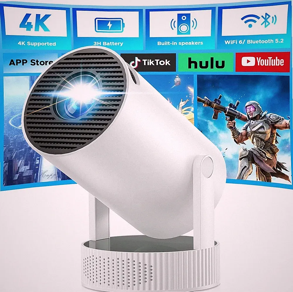 UHD 4K Beamer WiFi Bluetooth Akku Projektor Android TV Heimkino Mini Tragbar DE