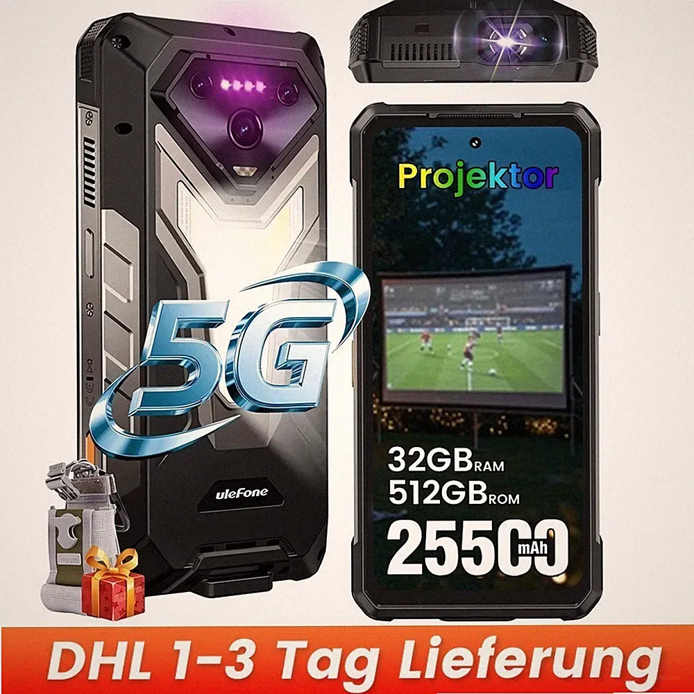 Ulefone Armor 34 Pro 5G Projektor Outdoor Smartphone 32GB+512GB 25000mAh Handy