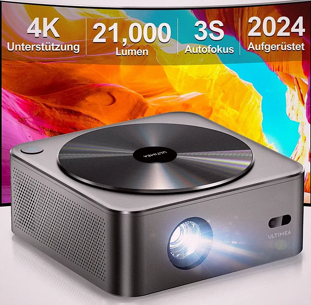 Ultimea Beamer Full HD 1080P Native mit Autofokus und 6D Trapezkorrektur, Beamer