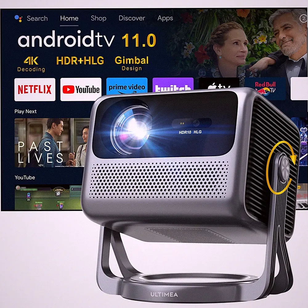 ULTIMEA Nova C40 4K Beamer Android Netflix 600 ANSI Dolby Audio mit 90° Gimbal