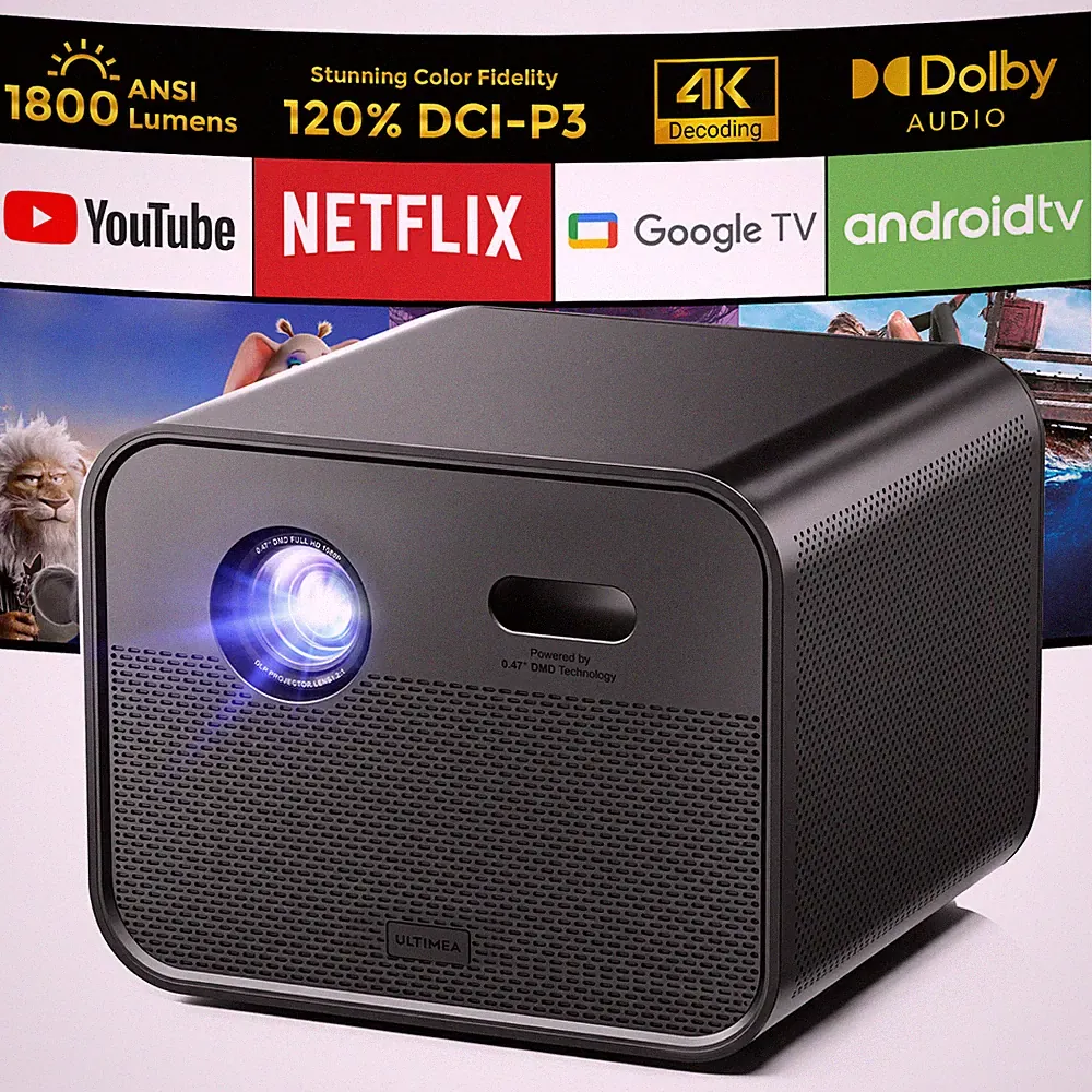 ULTIMEA Poseidon E100 Smart DLP Beamer, Projektor nur für Laptop Hochleistungs