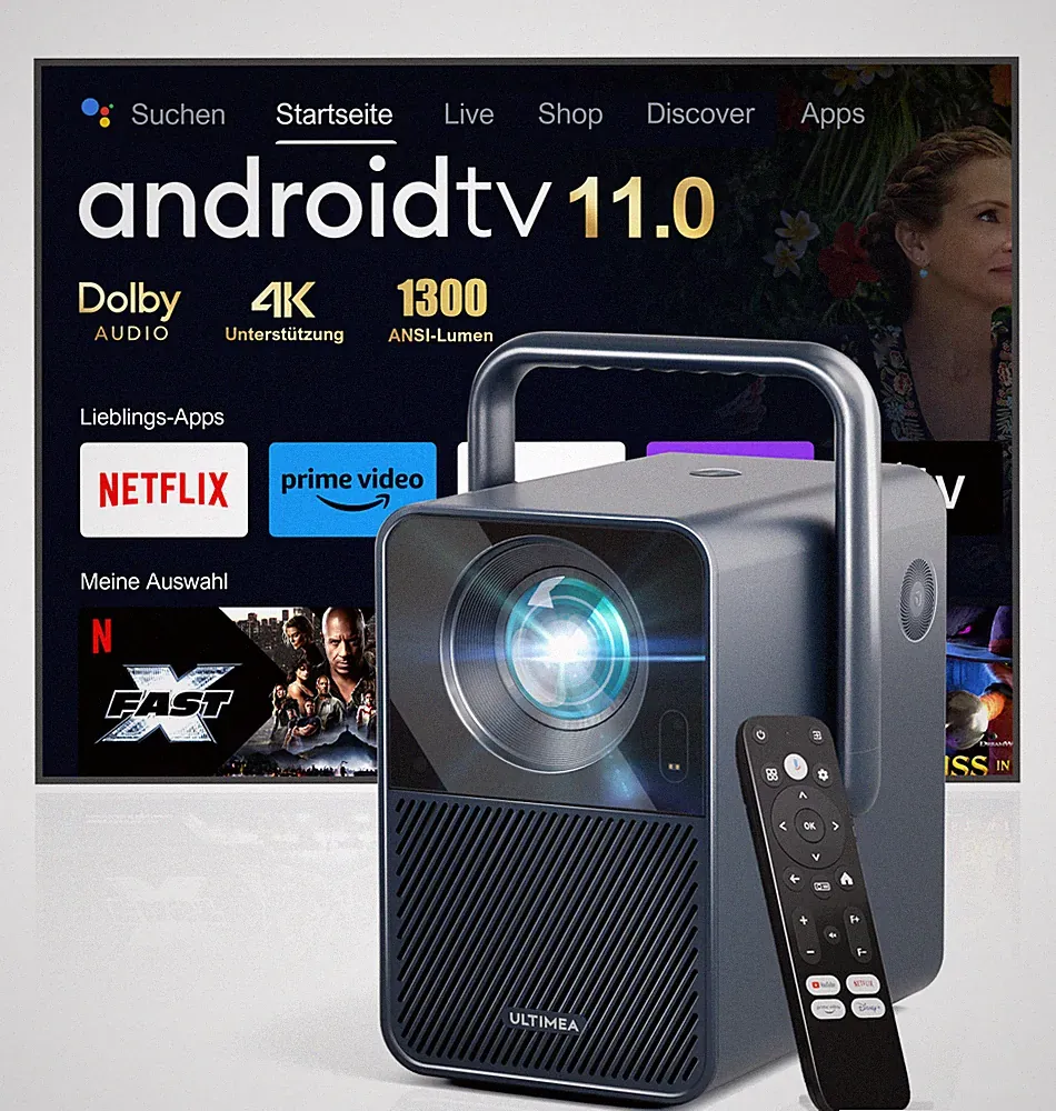 Ultimea Poseidon E40 LCD Beamer 1300 ANSI Lumen Projector Native 1080P, Netflix