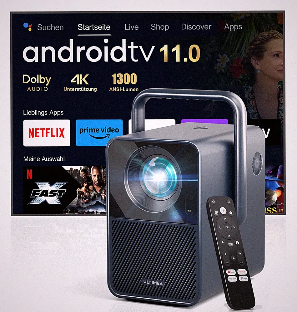 ULTIMEA Poseidon E40 LCD Beamer, Android TV 11.0 mit Netflix,Dolby Audio Beamer