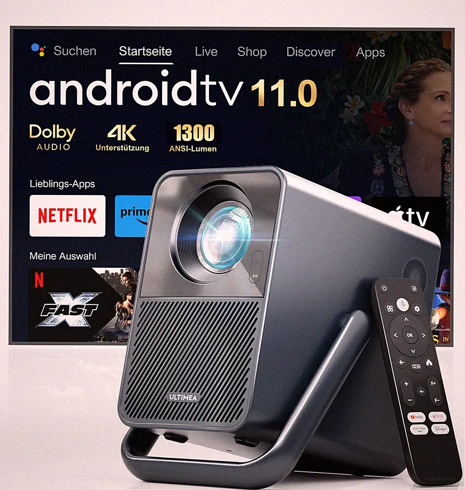 ULTIMEA Poseidon E40 LCD Beamer, Android TV 11.0 mit Netflix,Dolby Audio Beamer