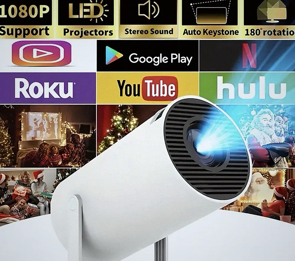 Ultra HD 4K tragbarer Heimkino-Projektor mit 270° Drehung, 1080P HD-Entschlüssel