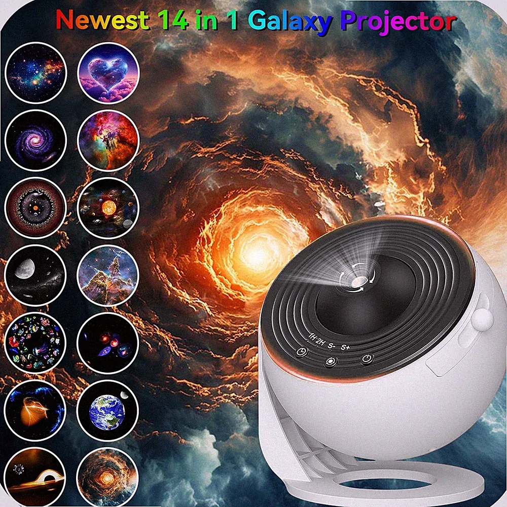 UPGRADE 4K Starry Night Galaxy Projector with 14 Visual Effects, USB Powered