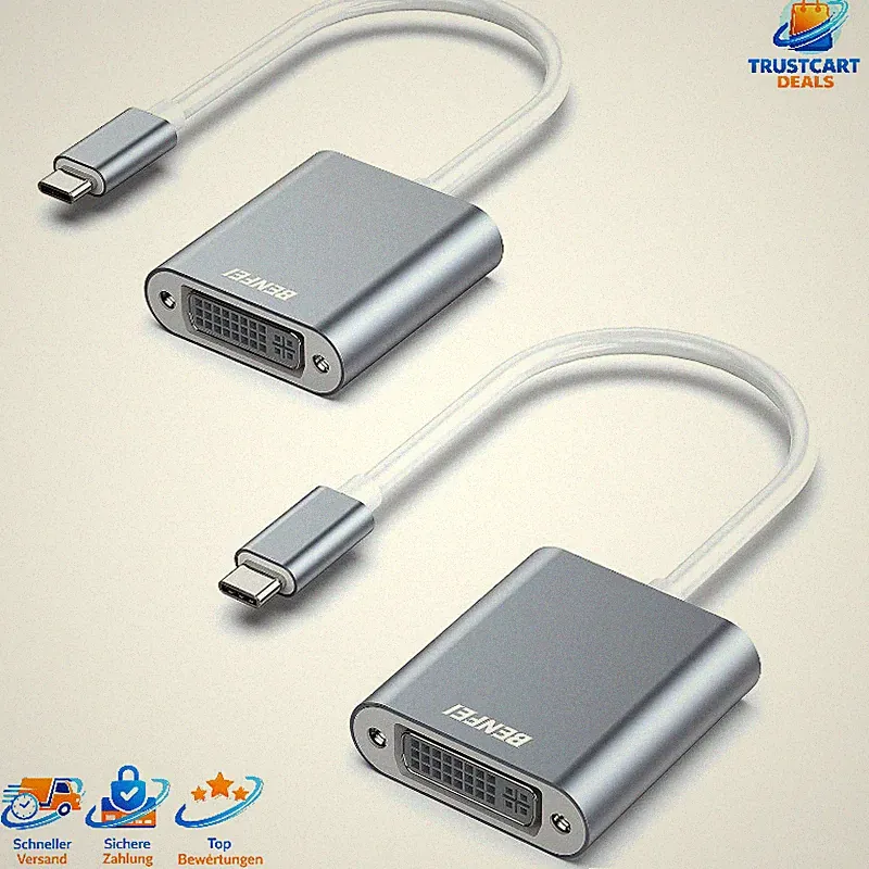 USB C auf DVI Adapter 2 Stück Thunderbolt 3/4 Konverter für MacBook iPad Pro