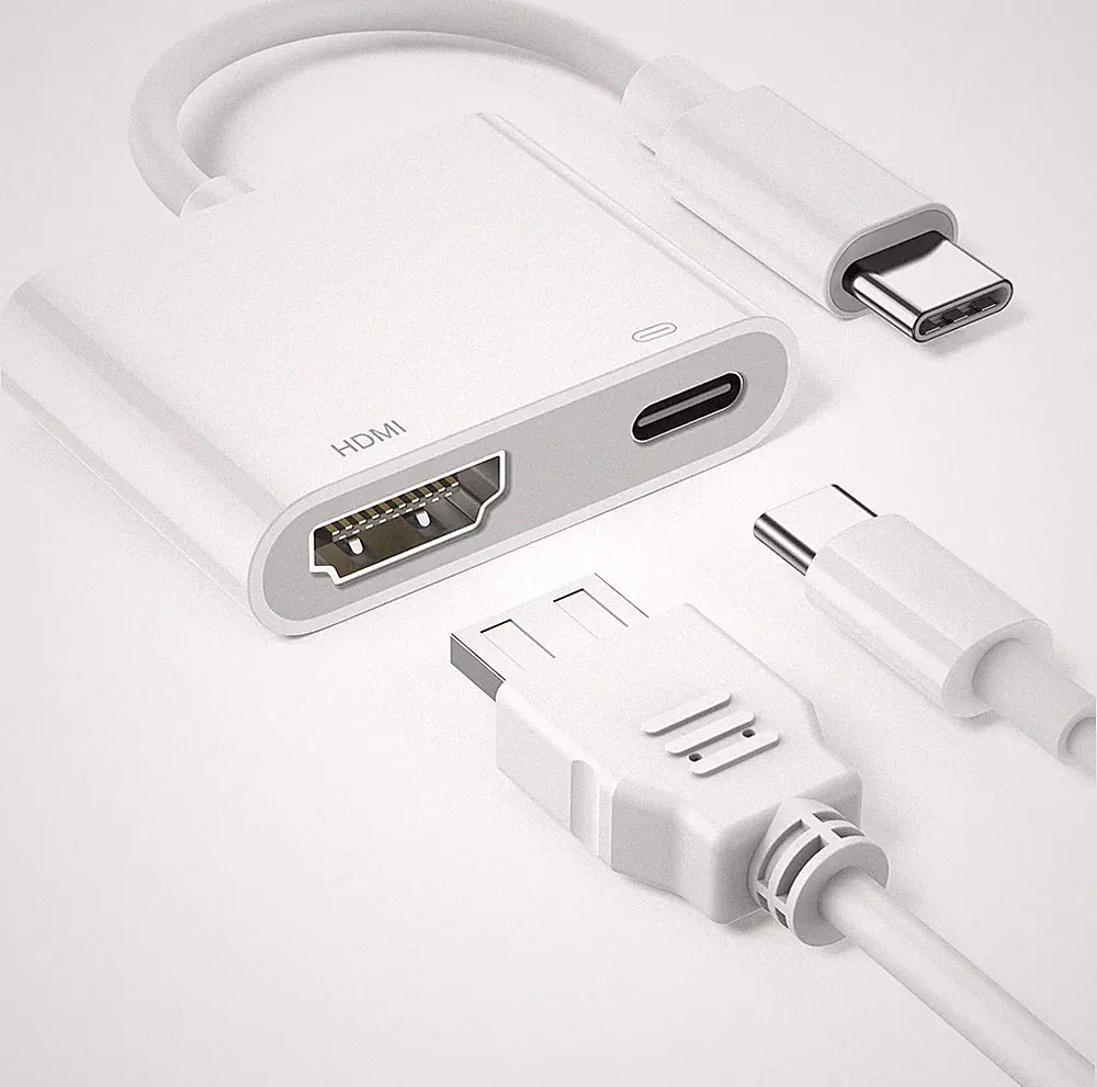 USB C auf HDMI, 100W USBC HDMI Adapter 2-in-1 Hub für iPhone 16/15 Pro