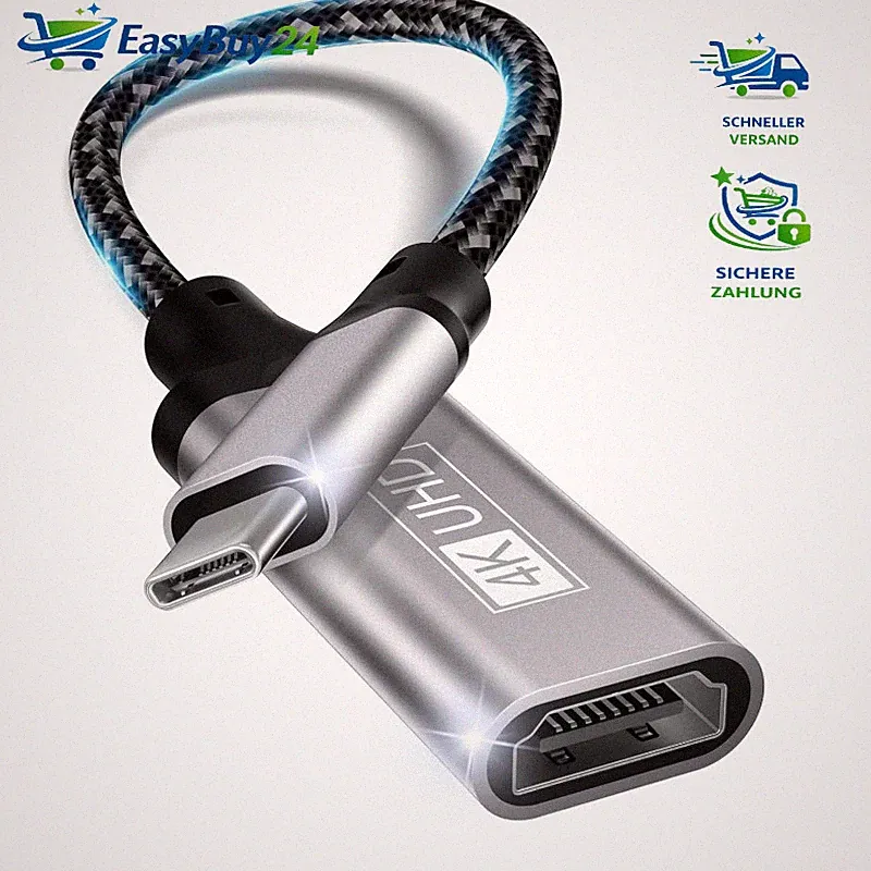 USB C Auf HDMI Adapter 4K 60Hz Thunderbolt 5/4/3 Grau für iPhone MacBook iPad