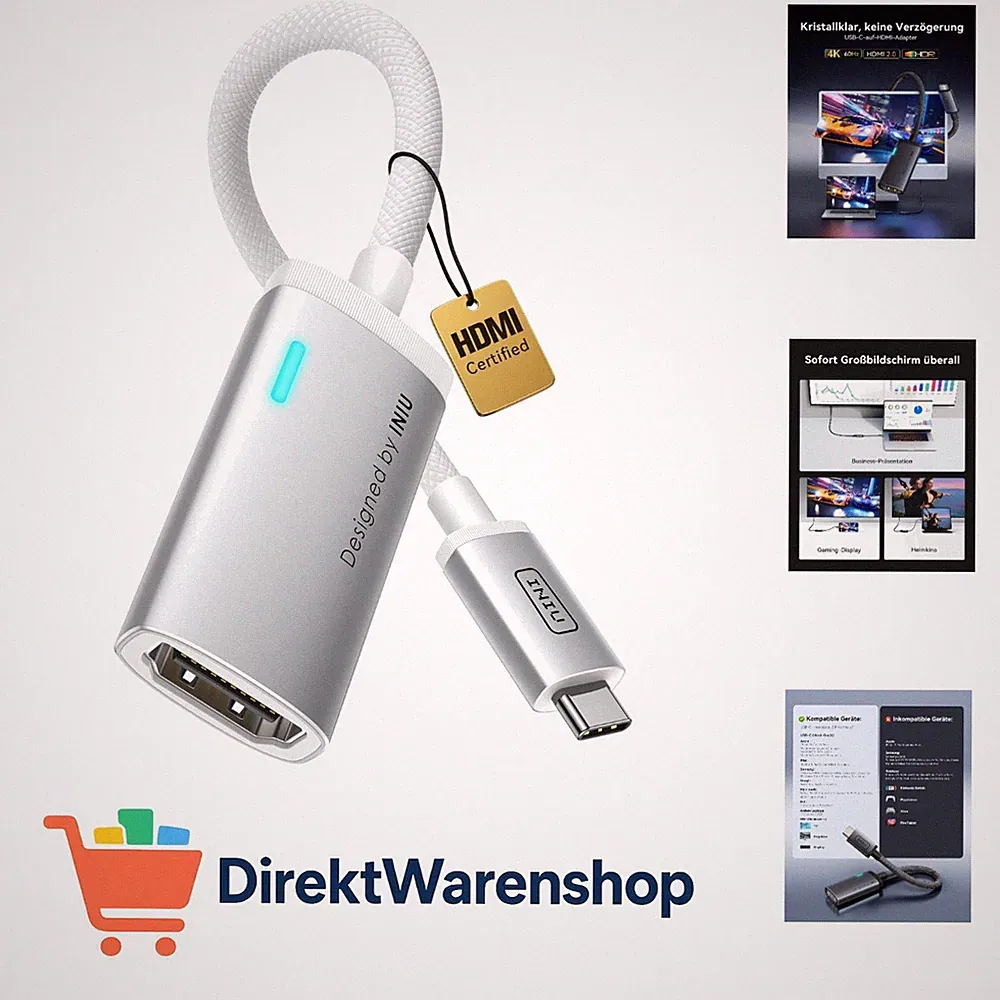 USB C auf HDMI Adapter 4K@60Hz, USB Typ-C auf HDMI Adapter Ladegerät für MacB...