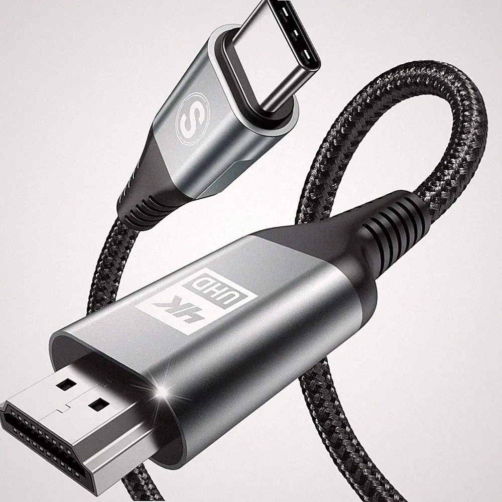 USB C auf HDMI Kabel 2M 4K 60Hz Geflochten für Smartphone Laptop Projektor
