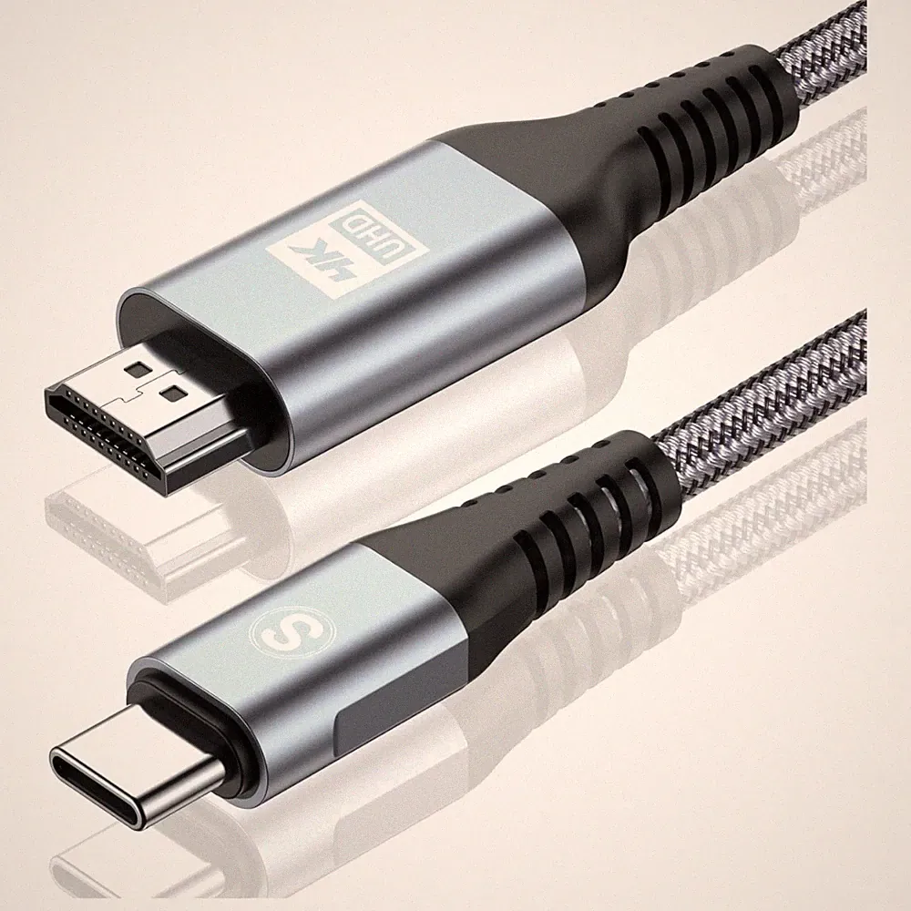 USB C auf HDMI Kabel 4K 2M geflochten UHD Video Audio Adapter für Laptop