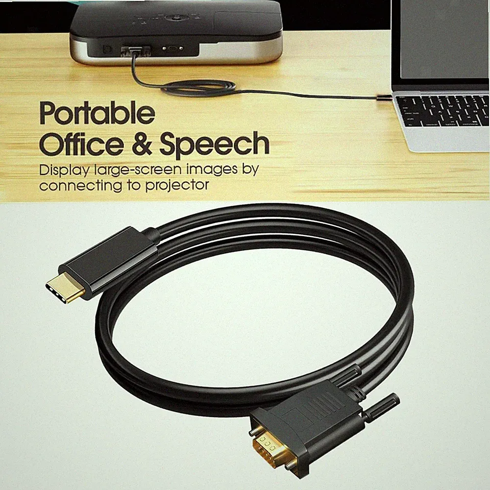 USB C auf VGA Adapterkabel Videokonverterkabel für MacBook Pro Projektor TV
