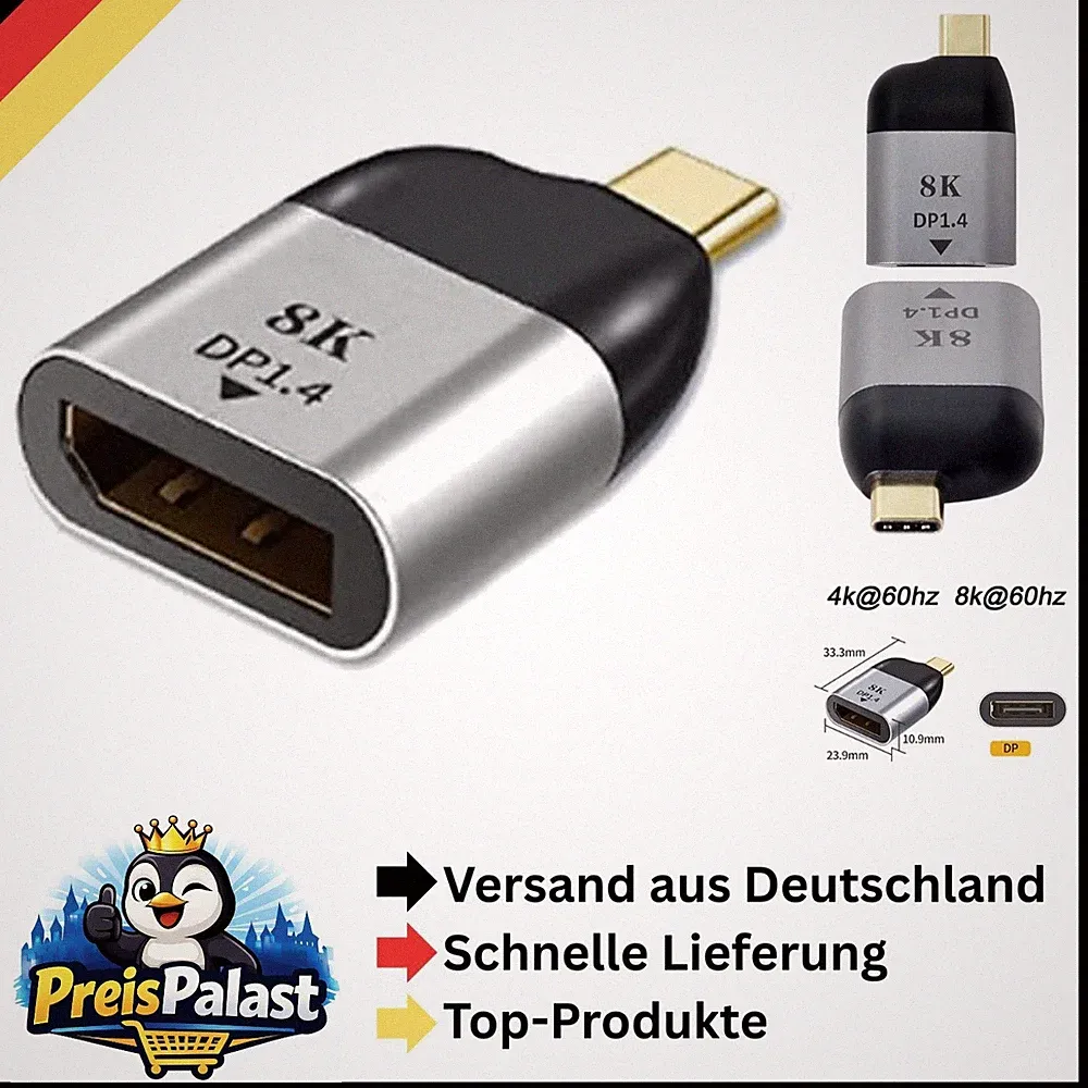 USB-C Displayport Adapter 4K 2K 60Hz für Laptop Smartphone Monitor Projektor