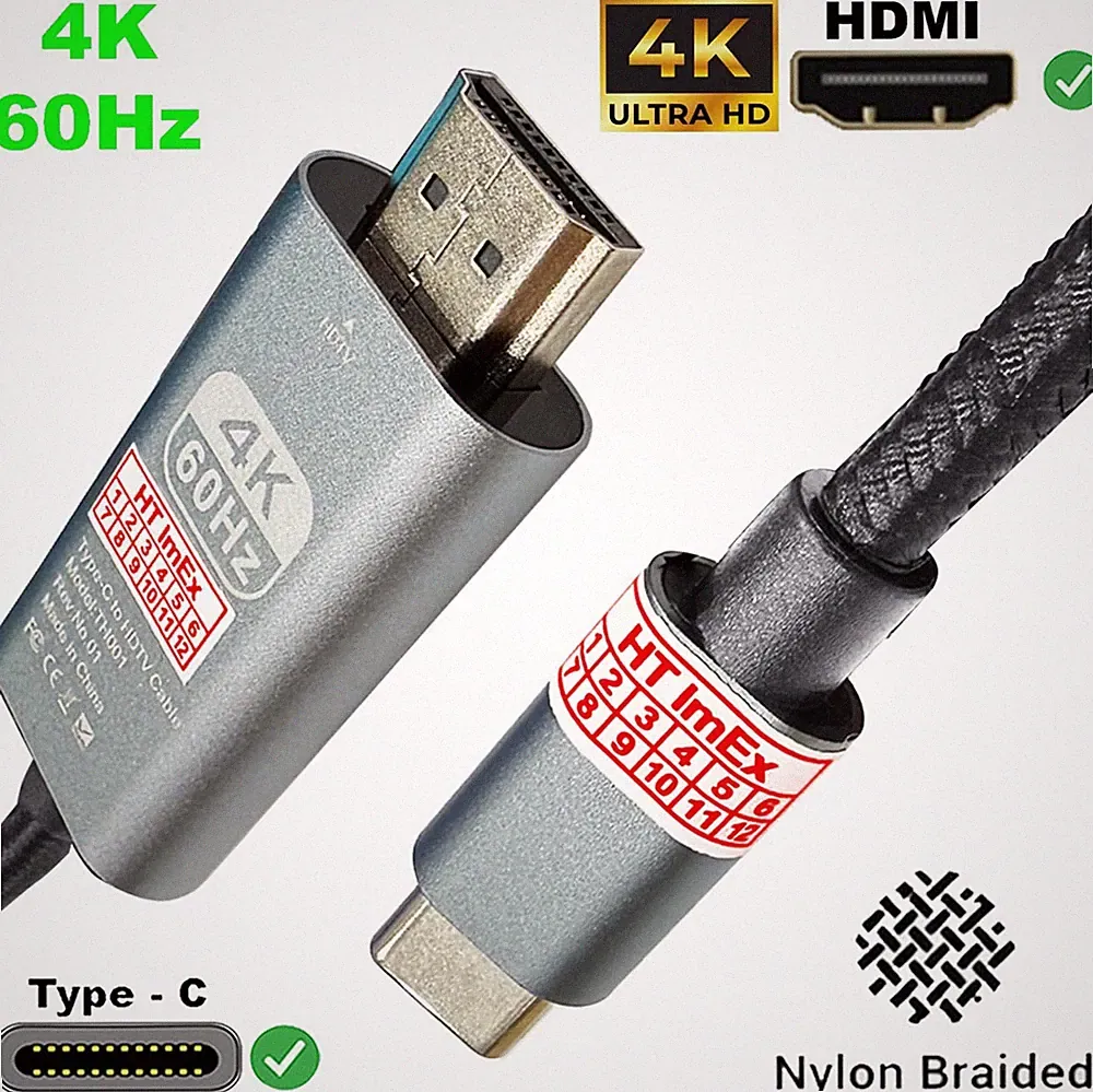 USB-C HDMI Kabel 4K 60Hz UHD für Monitore, Fernseher, Beamer und Projektoren